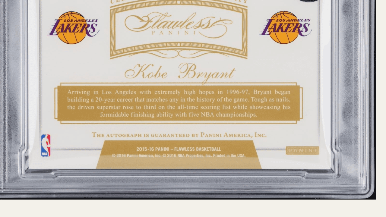 Kobe Bryant, 2015 Flawless Now & Then (signed), #8/25, PSA 8