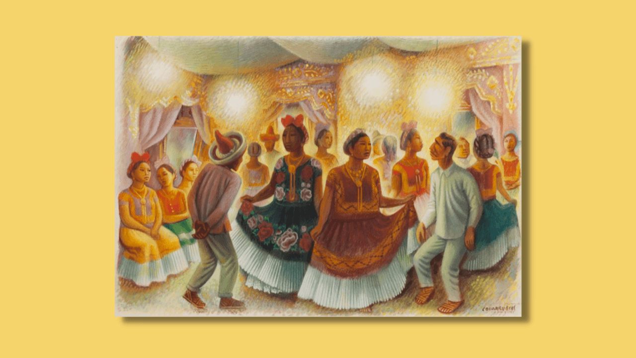 Miguel Covarrubias, Juchitecas dancing the son, 1942