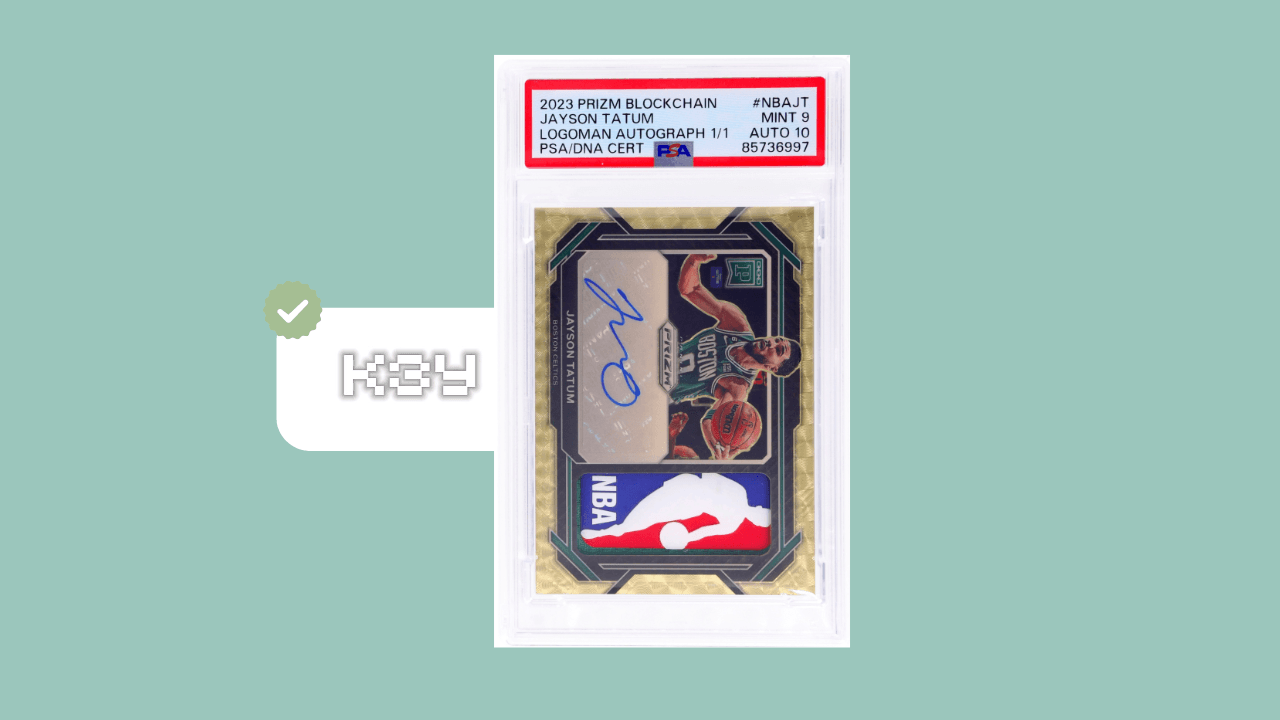 Jayson Tatum, 2023 Prizm Logoman Auto 1 of 1 PSA 9 + 10 Auto