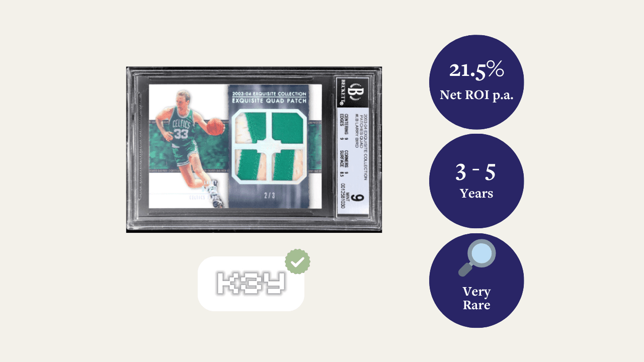 Larry Bird 2003 Exquisite Collection Quad Patch 2of3 (Larry Bird Exquisite de première année le plus rare) BGS 9