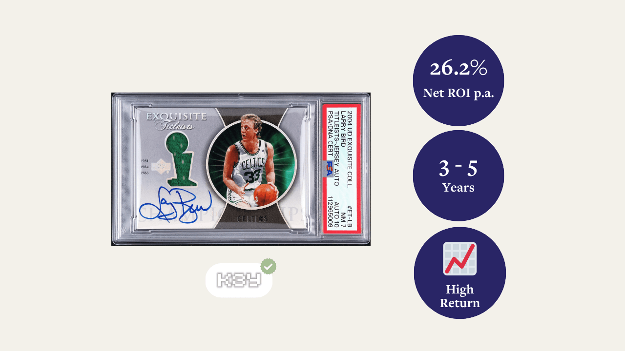 Larry Bird 2004 Exquisite Titleists Jersey Auto 2of3 PSA 9 + 10 Auto