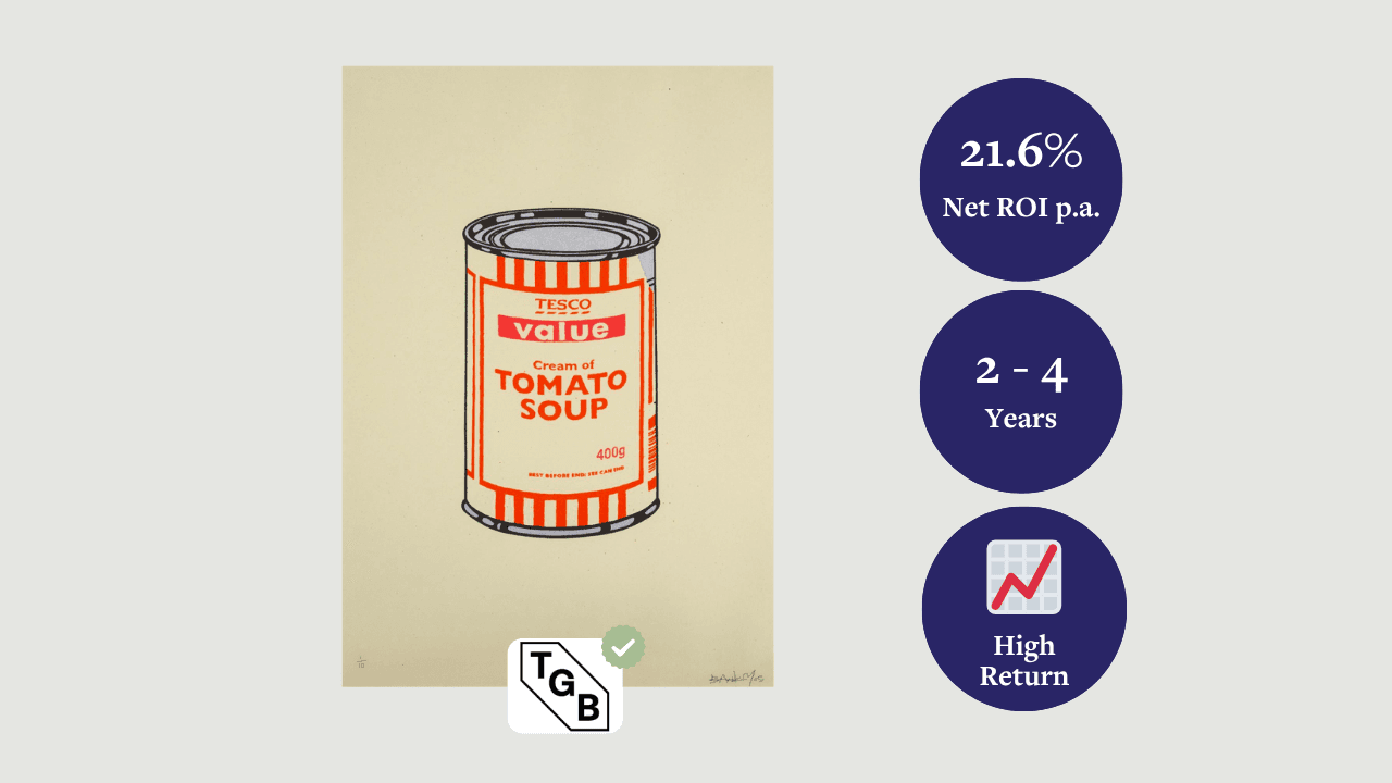 Banksy, Soup Can: White / Orange / Raspberry​, 2005