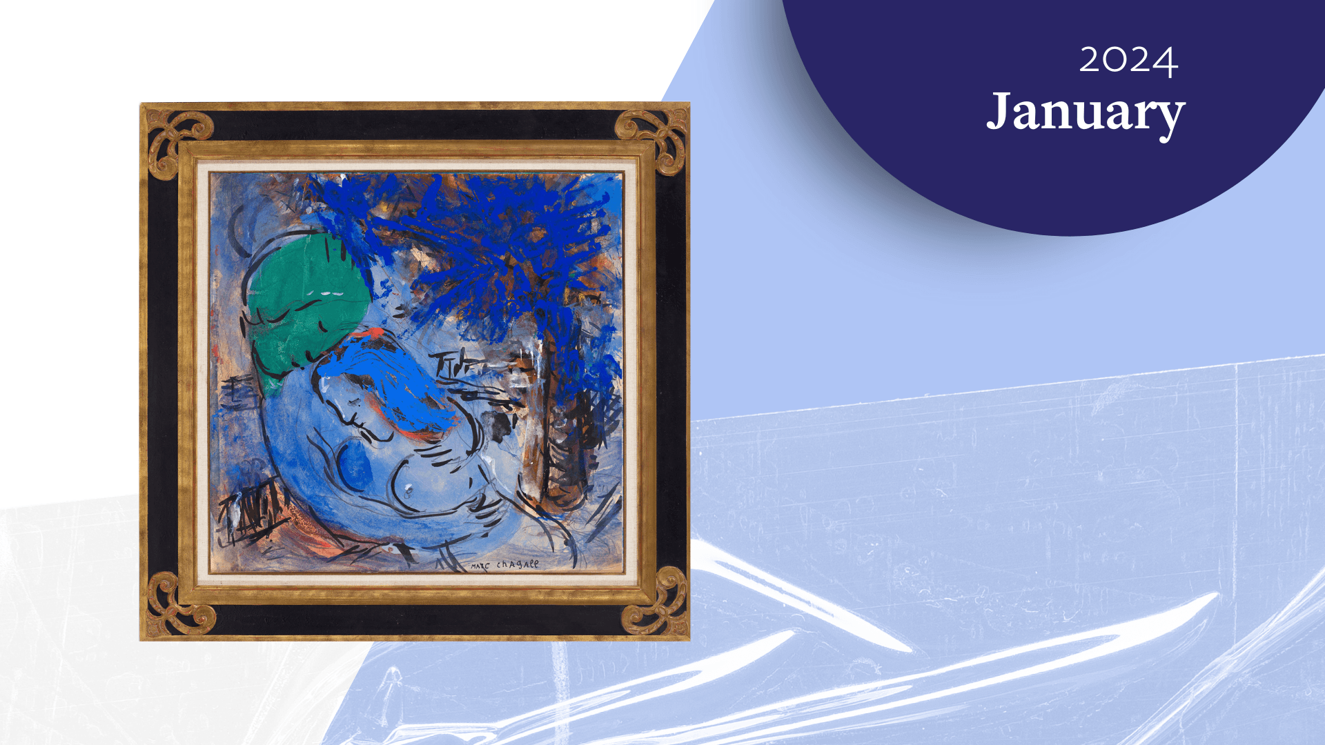Januar 2024:  Noch besser Schnitt das Werk "The Sleep of Love" von Marc Chagall